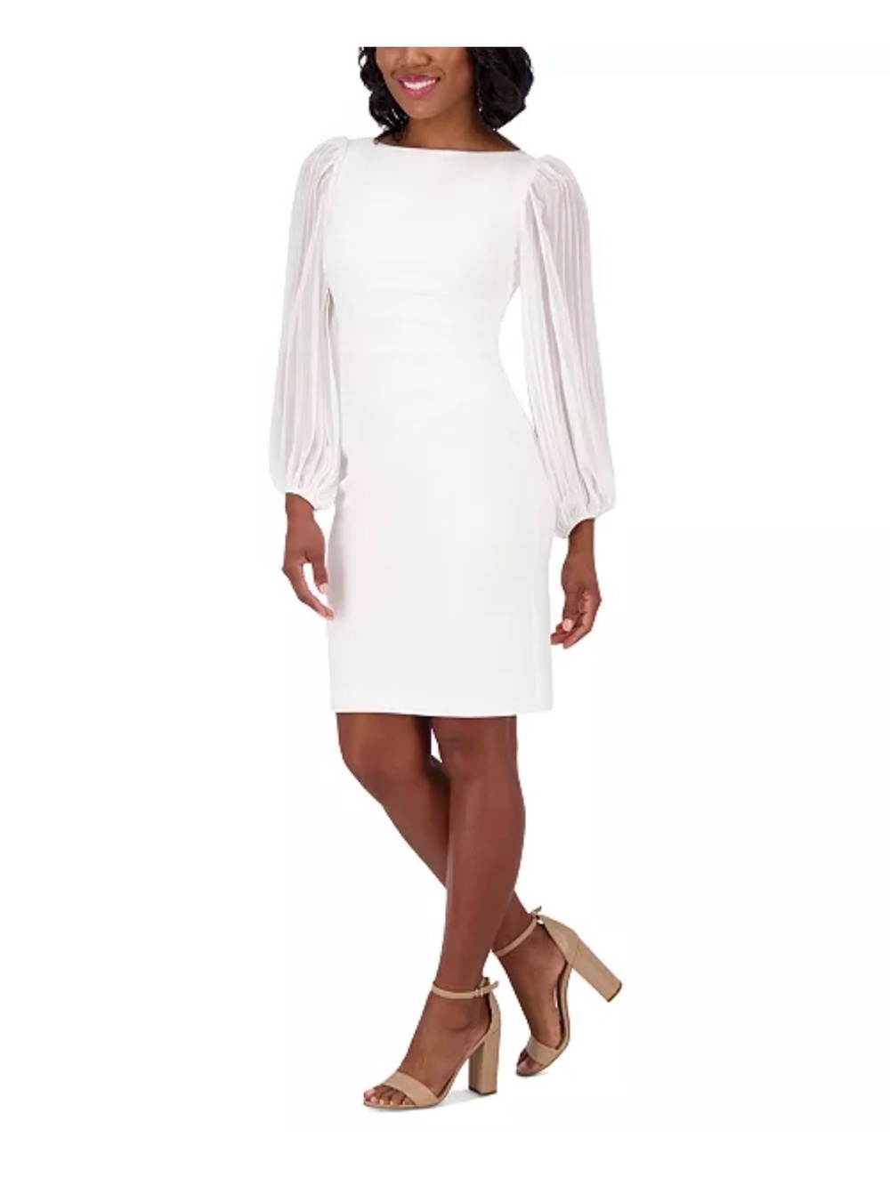 Jessica Howard Women's Blouson-Sleeve Side-Tucked Sheath Dress size 10